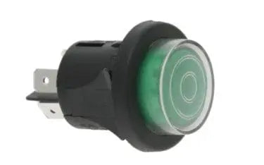 Interruttore tasto tondo luminoso verde bipolare 16a 4 contatti La minerva UNIVERSALE