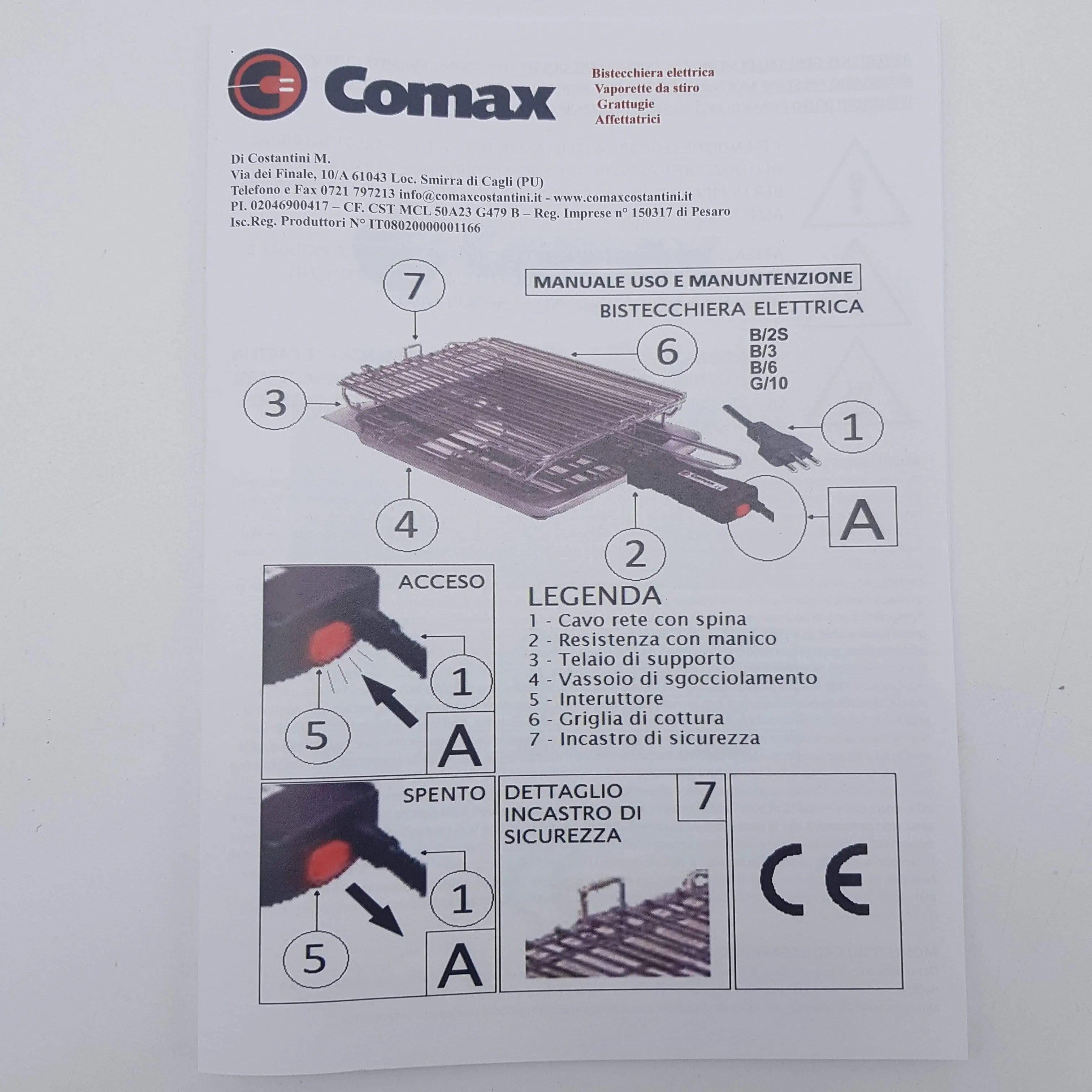 Bistecchiera Comax con resistenza corazzata fatta in Italia modello JollyB/2S COMAX