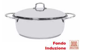 Casseruola ovale pesante con fondo Sandwich con coperchio Cm 32 18/10 Omra OMRA