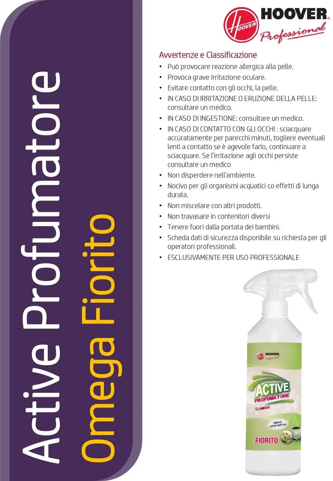 Profumatore spray active omega fiorito 600ml HOOVER