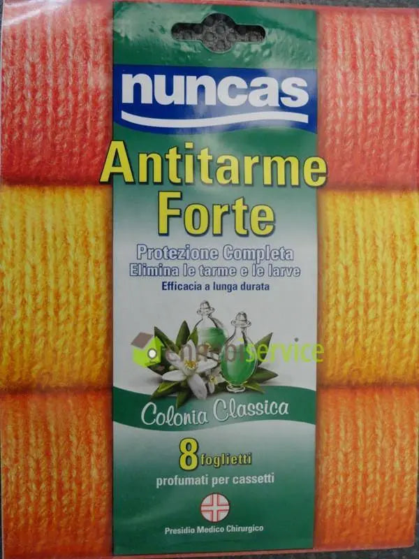 Antitarme forte 8 fogli colonia classica NUNCAS