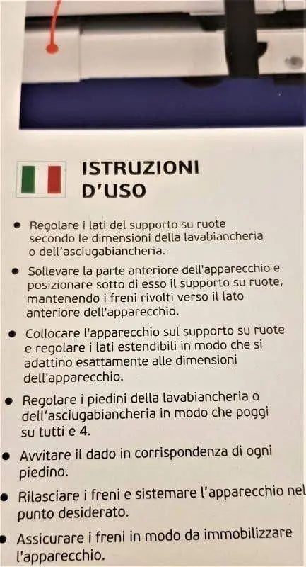 Base supporto antivibrazione e antirumore con ruote per lavatrice e asciugatrice SKL SKL