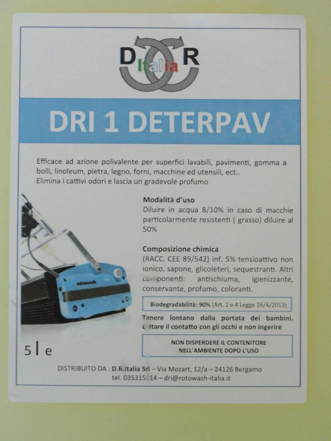 Detergente in tanica da 5lt polivalente per superfici rigide Rotowash ROTOWASH