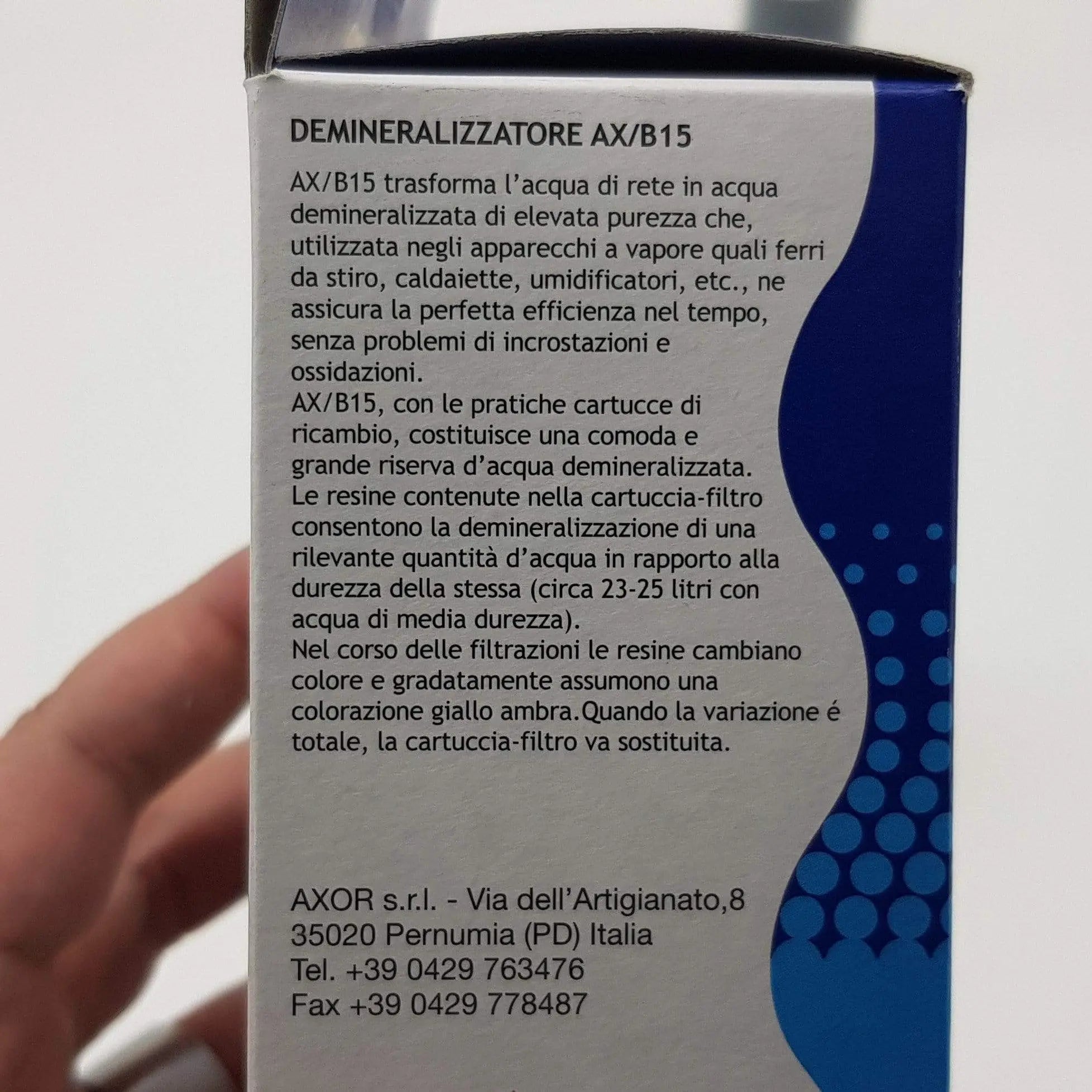 Filtro Ricarica per Caraffa Demineralizzatore dacqua per sistemi da stiro a vapore. AXOR